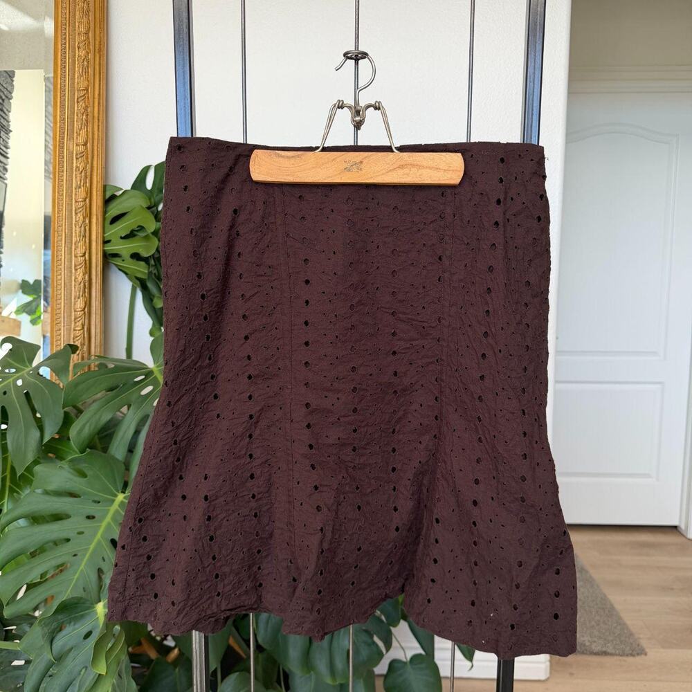 Norton McNaughton Y2k Brown Eyelet Skirt